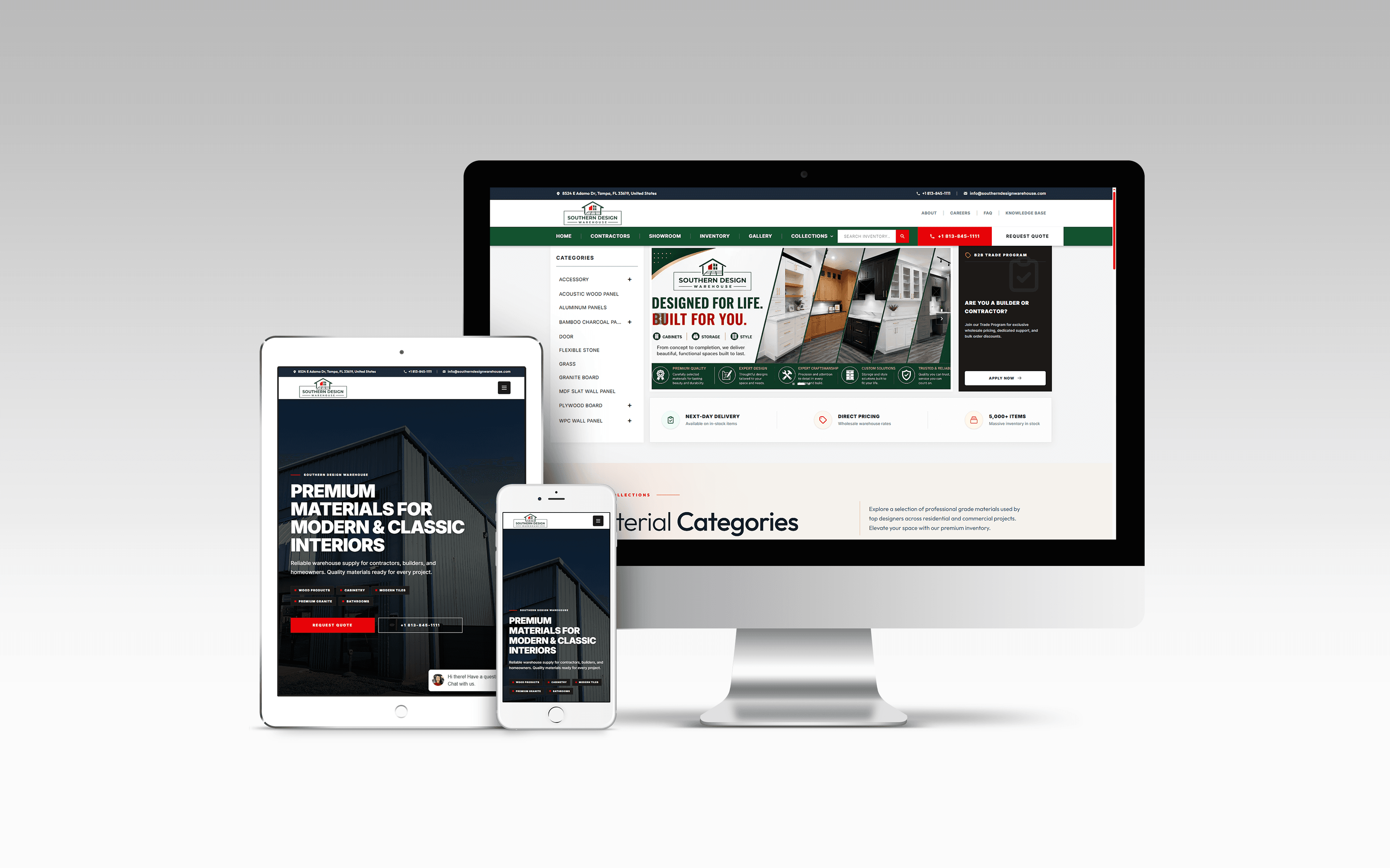 Southern Design Warehouse responsive website mockup