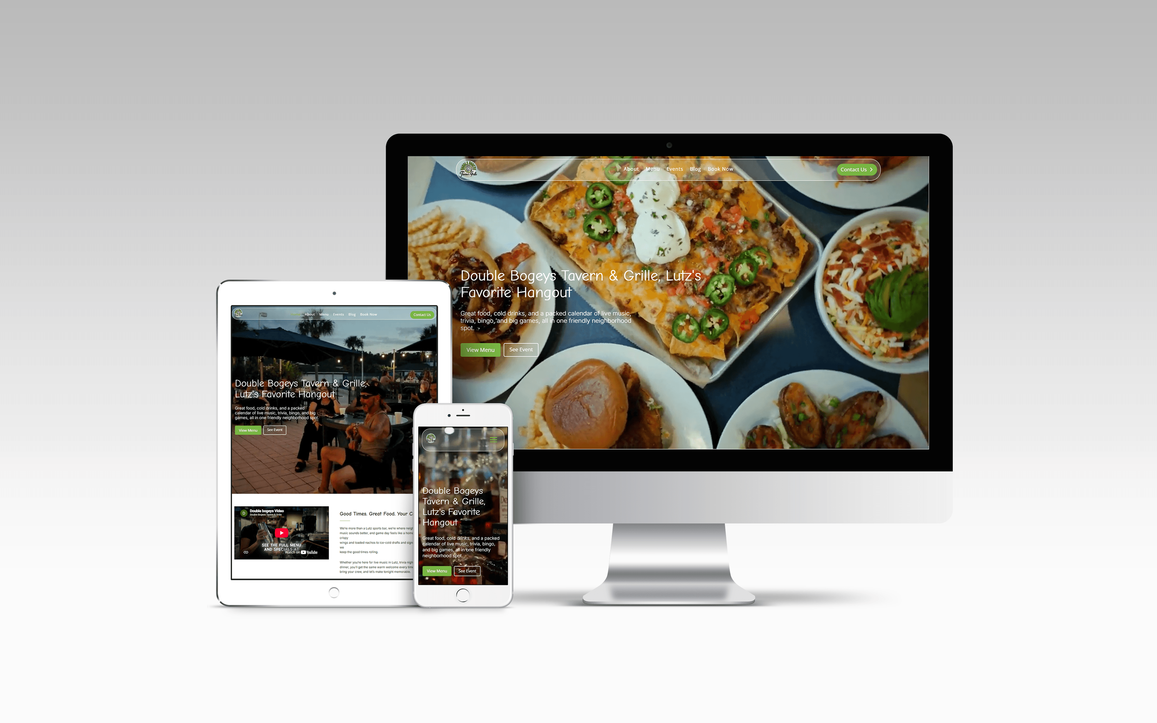 Double Bogeys Tavern & Grille responsive website mockup