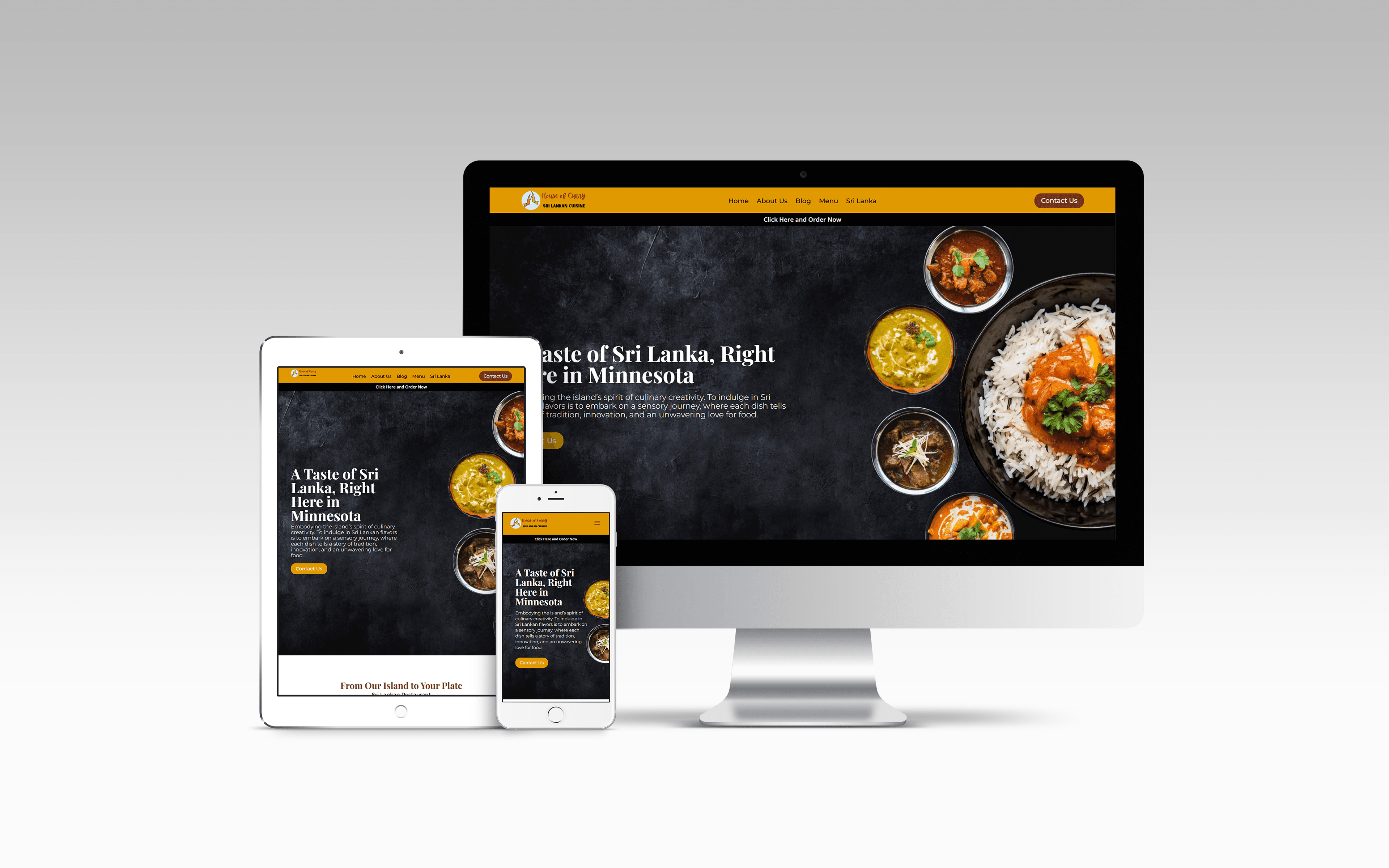 House of Curry responsive website mockup